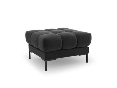 Micadoni Samtstoff Pouf Hocker Mamaia | Bezug Dark Grey | Beinfarbe Bl...