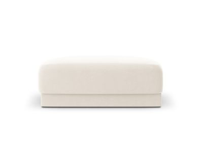 Micadoni Samtstoff Pouf Hocker Miley | Bezug Light Beige | Beinfarbe Black Plast...