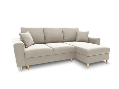 Micadoni 4-Sitzer Samtstoff Reversible Ecksofa mit Bettfunktion und Box Moghan |...