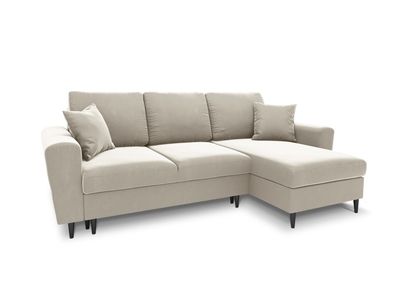 Micadoni 4-Sitzer Samtstoff Reversible Ecksofa mit Bettfunktion und Box Moghan |...