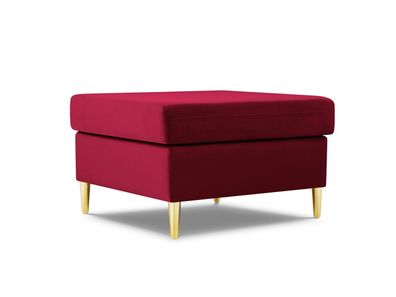 Micadoni Samtstoff Pouf Hocker Moghan | Bezug Red | Beinfarbe Gold Metal ...