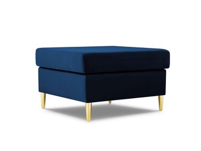 Micadoni Samtstoff Pouf Hocker Moghan | Bezug Royal Blue | Beinfarbe Gold...