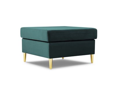 Micadoni Samtstoff Pouf Hocker Moghan | Bezug Petrol | Beinfarbe Gold Met...