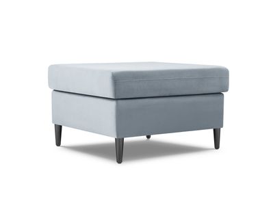 Micadoni Samtstoff Pouf Hocker Moghan | Bezug Light Blue | Beinfarbe Black Chrom...