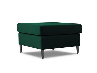 Micadoni Samtstoff Pouf Hocker Moghan | Bezug Bottle Green | Beinfarbe Black Chr...