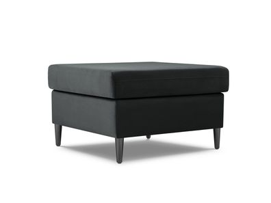 Micadoni Samtstoff Pouf Hocker Moghan | Bezug Dark Grey | Beinfarbe Black Chrome...