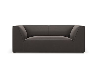 Micadoni 2-Sitzer Samtstoff Sofa Ruby | Bezug Dark Grey | Beinfarbe Black Plasti...
