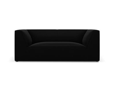 Micadoni 2-Sitzer Samtstoff Sofa Ruby | Bezug Black | Beinfarbe Black Plastic...