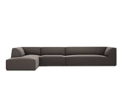 Micadoni 5-Sitzer Samtstoff Modular Ecke links Sofa Ruby | Bezug Dark Grey | Bei...