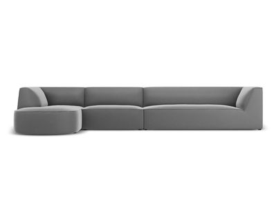 Micadoni 6-Sitzer Samtstoff Modular Ecke links Sofa Ruby | Bezug Grey | Beinfarb...