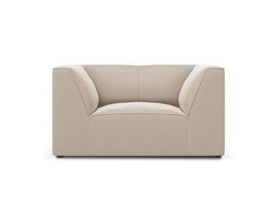 Micadoni Samtstoff Sessel Ruby | Bezug Beige | Beinfarbe Black Pla...