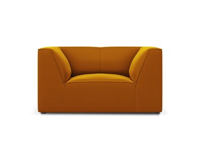 Micadoni Samtstoff Sessel Ruby | Bezug Yellow | Beinfarbe Black Pl...