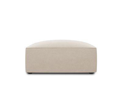 Micadoni Samtstoff Pouf Hocker Ruby | Bezug Beige | Beinfarbe Blac...