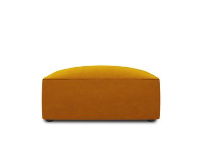 Micadoni Samtstoff Pouf Hocker Ruby | Bezug Yellow | Beinfarbe Bla...