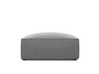 Micadoni Samtstoff Pouf Hocker Ruby | Bezug Grey | Beinfarbe Black...