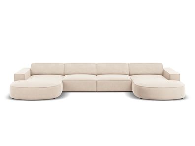 Micadoni 6-Sitzer Samtstoff Panorama Sofa Jodie | Bezug Light Beige | Beinfarbe ...