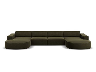 Micadoni 6-Sitzer Samtstoff Panorama Sofa Jodie | Bezug Green | Beinfarbe Black ...