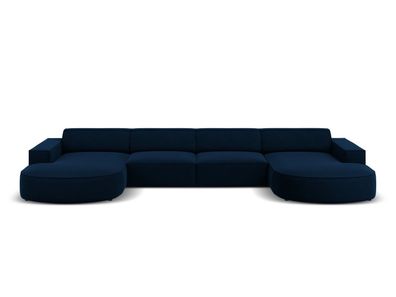 Micadoni 6-Sitzer Samtstoff Panorama Sofa Jodie | Bezug Royal Blue | Beinfarbe B...
