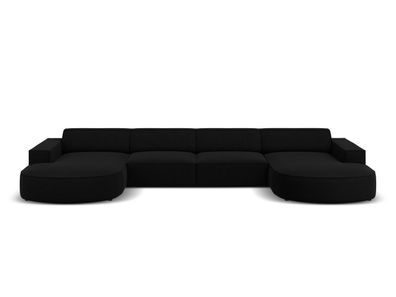 Micadoni 6-Sitzer Samtstoff Panorama Sofa Jodie | Bezug Black | Beinfarbe Black ...