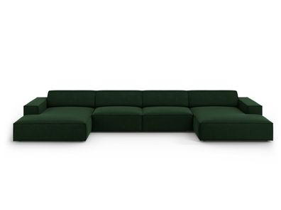 Micadoni 6-Sitzer Samtstoff Panorama Sofa Jodie | Bezug Bottle Green | Beinfarbe...