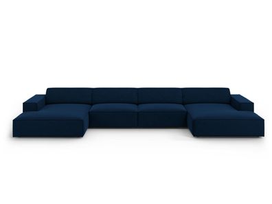 Micadoni 6-Sitzer Samtstoff Panorama Sofa Jodie | Bezug Royal Blue | Beinfarbe B...