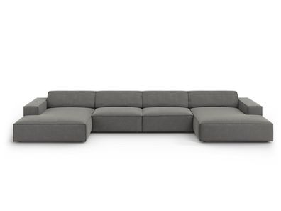 Micadoni 6-Sitzer Samtstoff Panorama Sofa Jodie | Bezug Light Grey | Beinfarbe B...