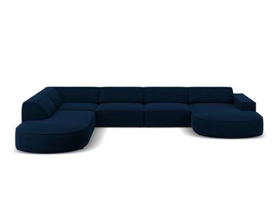 Micadoni 7-Sitzer Samtstoff Panorama Ecke links Sofa Jodie | Bezug Royal Blue | ...