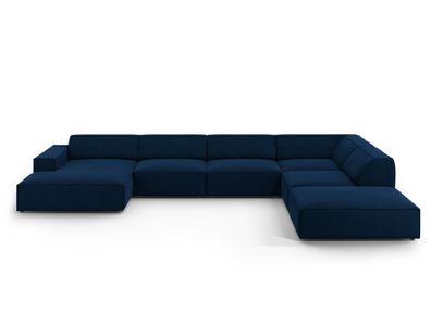 Micadoni 7-Sitzer Samtstoff Panorama Ecke rechts Sofa Jodie | Bezug Royal Blue |...