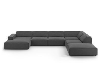 Micadoni 7-Sitzer Samtstoff Panorama Ecke rechts Sofa Jodie | Bezug Grey | Beinf...