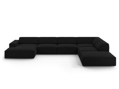 Micadoni 7-Sitzer Samtstoff Panorama Ecke rechts Sofa Jodie | Bezug Black | Bein...