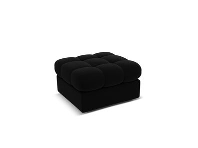 Micadoni Samtstoff Pouf Hocker Justin | Bezug Black | Beinfarbe Bl...