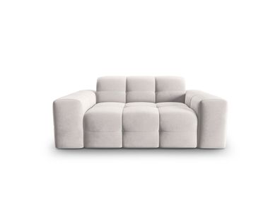 Micadoni 2-Sitzer Samtstoff Sofa Kendal | Bezug Light Grey | Beinfarbe Black Bee...