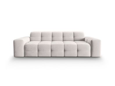 Micadoni 3-Sitzer Samtstoff Sofa Kendal | Bezug Light Grey | Beinfarbe Black Bee...
