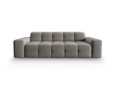 Micadoni 3-Sitzer Samtstoff Sofa Kendal | Bezug Dark Grey | Beinfarbe Black Beec...