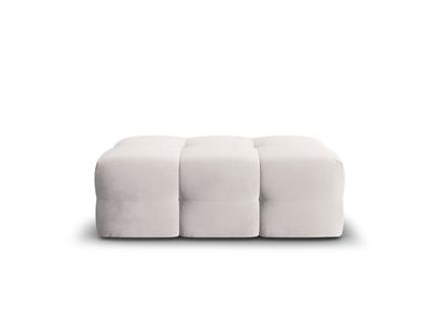 Micadoni Samtstoff Pouf Hocker Kendal | Bezug Light Grey | Beinfarbe Black Beech...