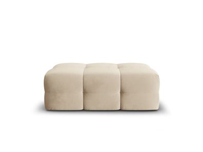 Micadoni Samtstoff Pouf Hocker Kendal | Bezug Light Beige | Beinfarbe Black Beec...