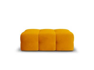 Micadoni Samtstoff Pouf Hocker Kendal | Bezug Orange | Beinfarbe Black Beech Woo...