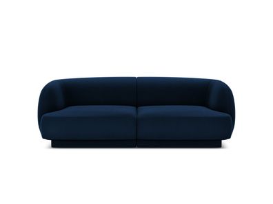Micadoni 2-Sitzer Samtstoff Sofa Miley | Bezug Royal Blue | Beinfarbe Black Plas...