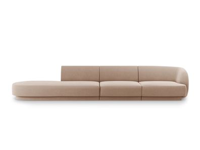 Micadoni 4-Sitzer Links Samtstoff Sofa Miley | Bezug Cappuccino | ...