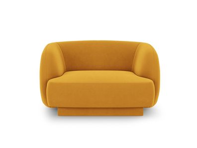 Micadoni Samtstoff Sessel Miley | Bezug Yellow | Beinfarbe Black P...