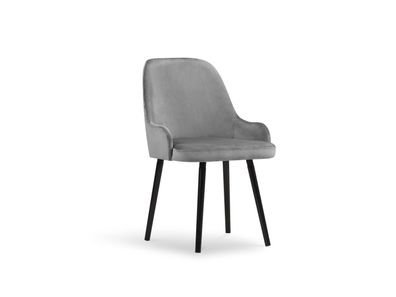 Micadoni Samtstoff Stuhl Flint | Bezug Light Grey | Beinfarbe Black Beech Wo...