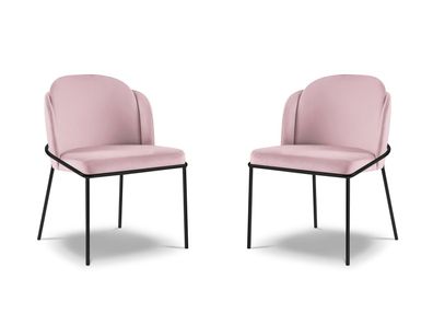 Micadoni 2er Set Stühle Limmen | Bezug Lavender | Beinfarbe Blac...