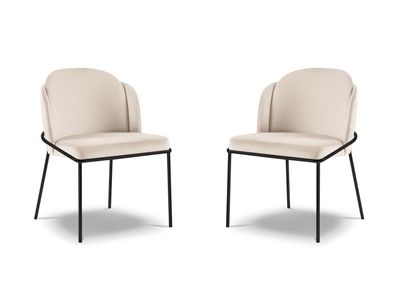 Micadoni 2er Set Stühle Limmen | Bezug Light Beige | Beinfarbe B...