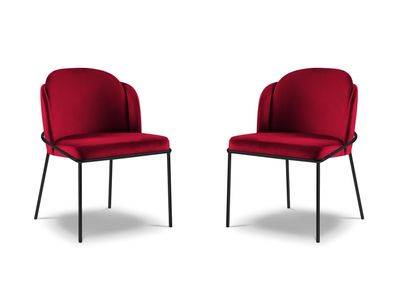Micadoni 2er Set Stühle Limmen | Bezug Dark Red | Beinfarbe Blac...