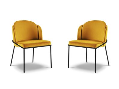 Micadoni 2er Set Stühle Limmen | Bezug Yellow | Beinfarbe Black ...