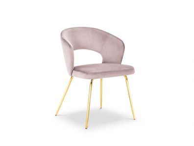 Micadoni Samtstoff Stuhl Wedi | Bezug Lavender | Beinfarbe Gold Metal Sam...