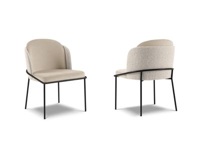 Micadoni 2er Set Samtstoff Stühle Limmen | Bezug Beige Melange, Beige, ...