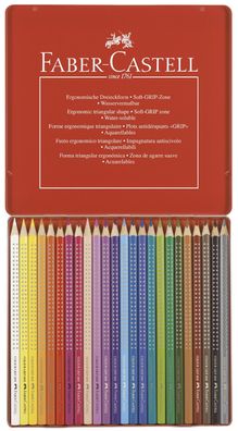 Faber-Castell 112423 Buntstift Colour GRIP - 24 Farben, Metalletui