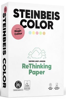 Steinbeis 5220 080 10 31 1 Magic Colour Recyclingpapier rosa, A4, 80g, 500 Blatt