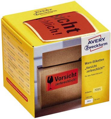 Avery Zweckform® 7211 7211 Warnetiketten "Vorsicht zerbrechlich!" - 200 Stück im ...